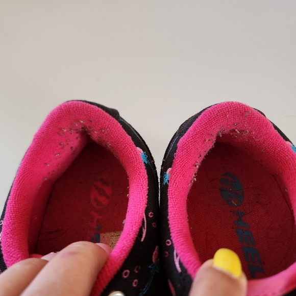 Heelys Launch Top Size Womens 7 Girls 6 Sneakers Skater Black Pink Floral - Picture 8 of 9